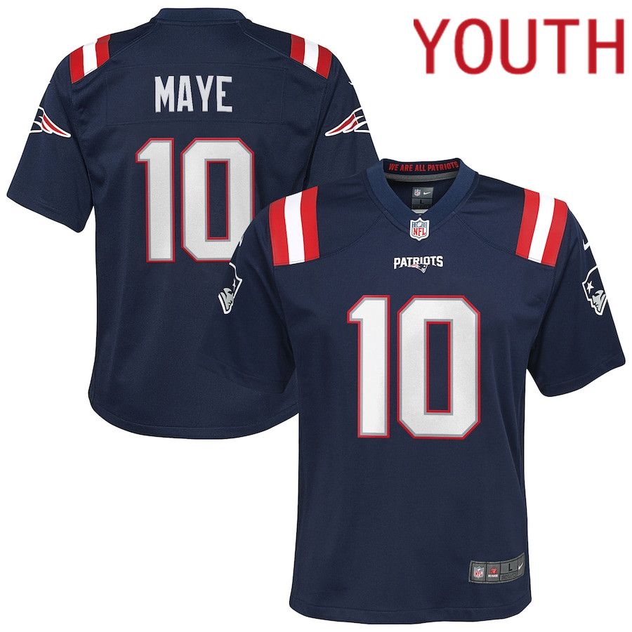 Youth New England Patriots 10 Drake Maye Nike Navy 2024 NFL Draft First Round Pick Player Game Jersey